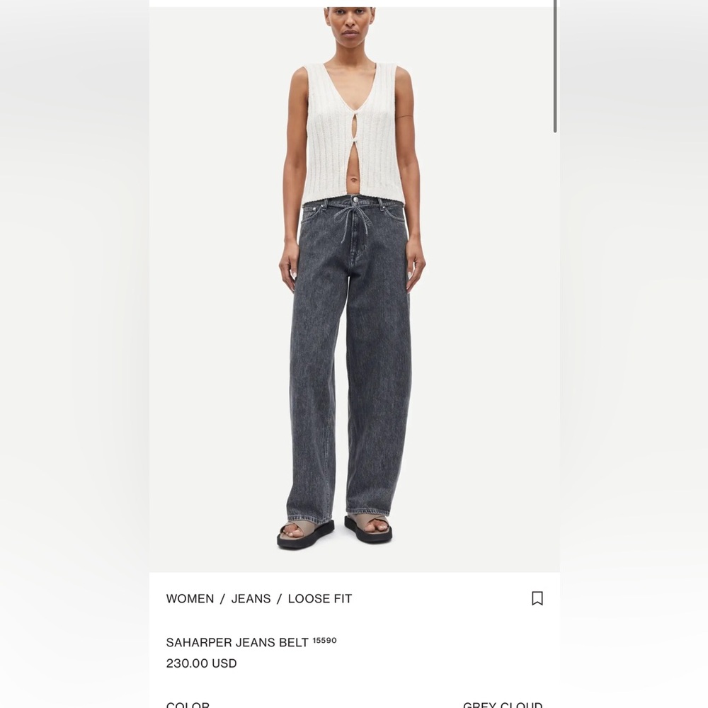 Samsoe Saharper Belt Grey Cloud Loose-Fit Women’s Jeans 🩷
